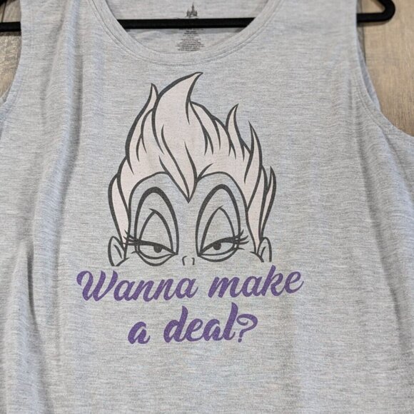 Disney Tank Top Womens XL Gray Sleeveless Asymmetrical Villians Ursula Graphic - Picture 3 of 8